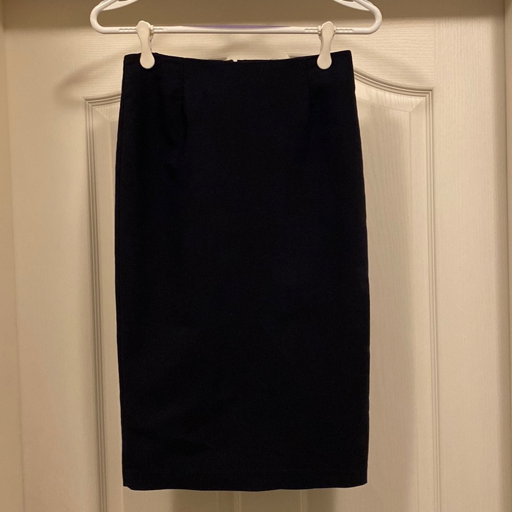 Navy Blue Slimline Midi Skirt with back kick slit